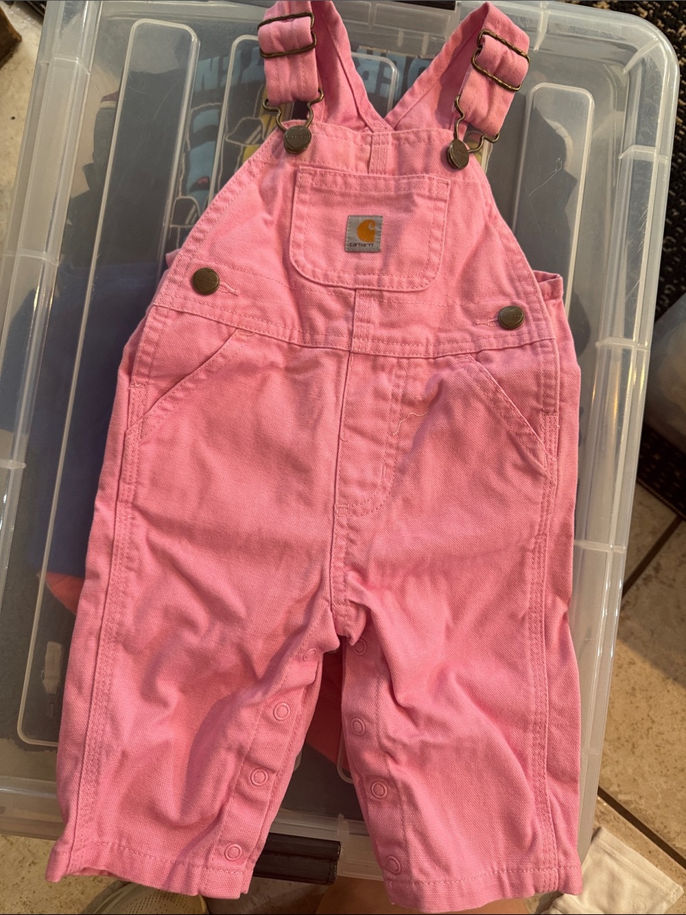 Carhartt Pink Toddler Denim Overalls with Front Pocket